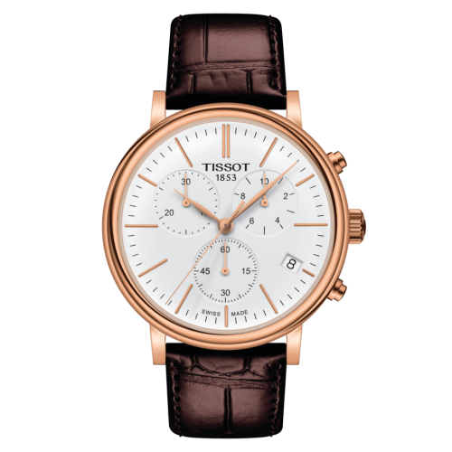 Tissot Carson Premium Chronograph Quartz 41 Rose Gold PVD / Silver / Strap